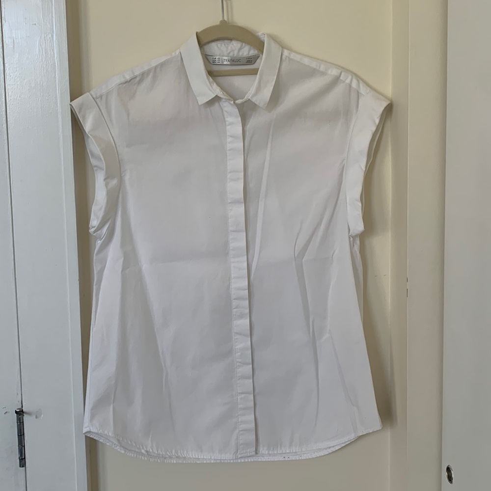 White Zara Short Sleeve Button Down